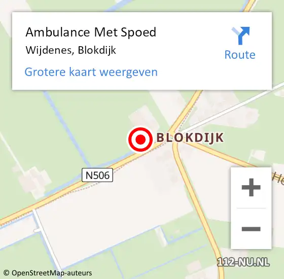 Locatie op kaart van de 112 melding: Ambulance Met Spoed Naar Wijdenes, Blokdijk op 28 juni 2023 18:23