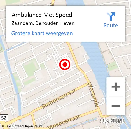 Locatie op kaart van de 112 melding: Ambulance Met Spoed Naar Zaandam, Behouden Haven op 28 juni 2023 19:05