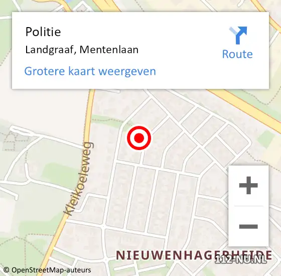 Locatie op kaart van de 112 melding: Politie Landgraaf, Mentenlaan op 28 juni 2023 23:58
