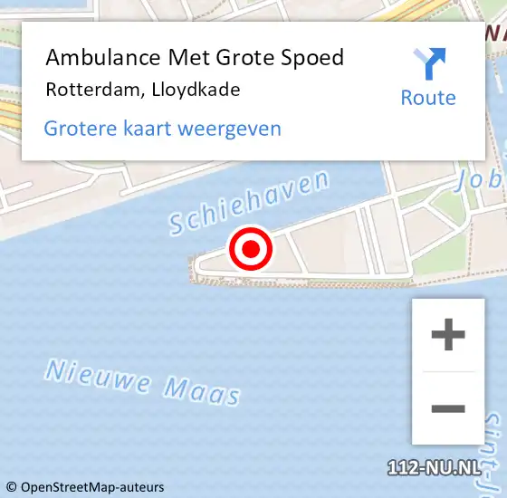 Locatie op kaart van de 112 melding: Ambulance Met Grote Spoed Naar Rotterdam, Lloydkade op 29 juni 2023 07:54
