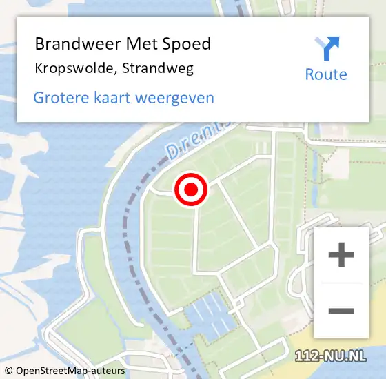 Locatie op kaart van de 112 melding: Brandweer Met Spoed Naar Kropswolde, Strandweg op 29 juni 2023 10:30