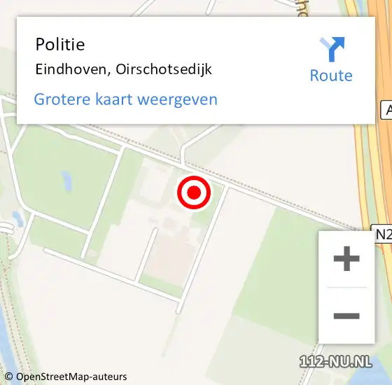 Locatie op kaart van de 112 melding: Politie Eindhoven, Oirschotsedijk op 29 juni 2023 12:38