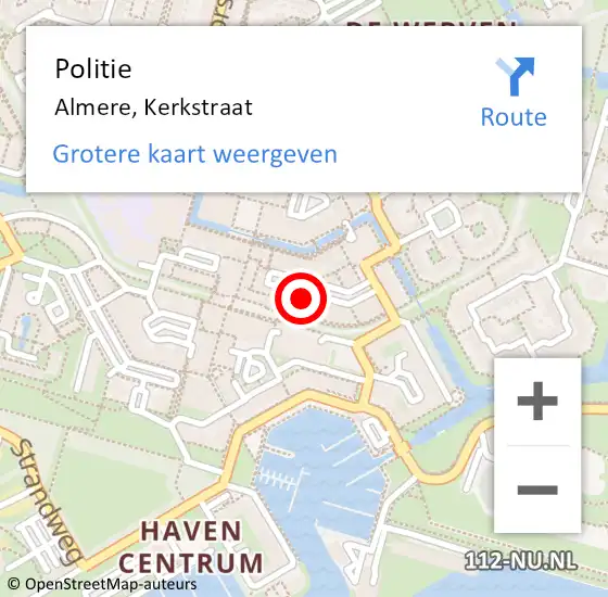 Locatie op kaart van de 112 melding: Politie Almere, Kerkstraat op 29 juni 2023 17:05