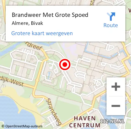 Locatie op kaart van de 112 melding: Brandweer Met Grote Spoed Naar Almere, Bivak op 29 juni 2023 18:09