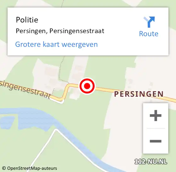 Locatie op kaart van de 112 melding: Politie Persingen, Persingensestraat op 29 juni 2023 19:53