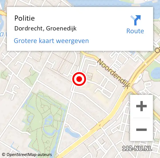 Locatie op kaart van de 112 melding: Politie Dordrecht, Groenedijk op 29 juni 2023 20:49