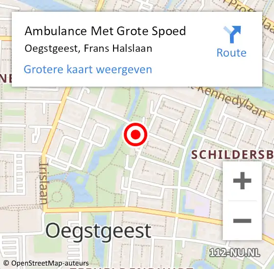 Locatie op kaart van de 112 melding: Ambulance Met Grote Spoed Naar Oegstgeest, Frans Halslaan op 29 juni 2023 21:14