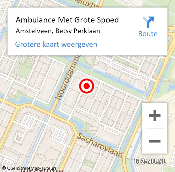 Locatie op kaart van de 112 melding: Ambulance Met Grote Spoed Naar Amstelveen, Betsy Perklaan op 29 juni 2023 22:39