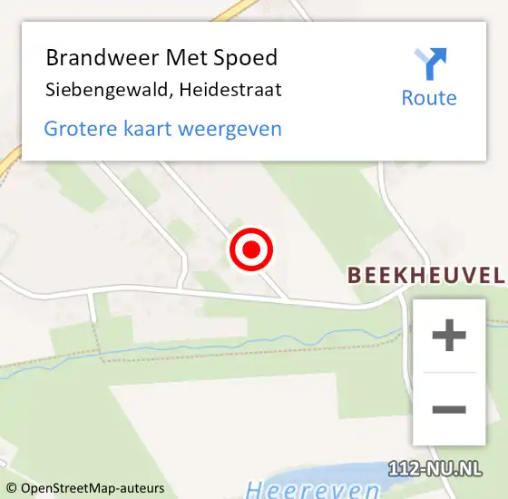 Locatie op kaart van de 112 melding: Brandweer Met Spoed Naar Siebengewald, Heidestraat op 29 juni 2023 23:50
