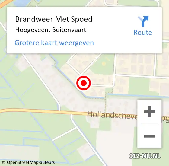 Locatie op kaart van de 112 melding: Brandweer Met Spoed Naar Hoogeveen, Buitenvaart op 30 juni 2023 01:54