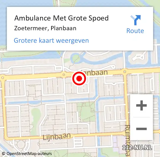Locatie op kaart van de 112 melding: Ambulance Met Grote Spoed Naar Zoetermeer, Planbaan op 30 juni 2023 08:19