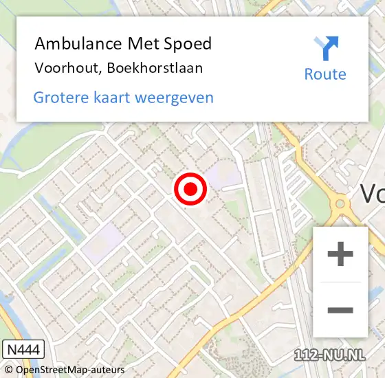 Locatie op kaart van de 112 melding: Ambulance Met Spoed Naar Voorhout, Boekhorstlaan op 30 juni 2023 09:17