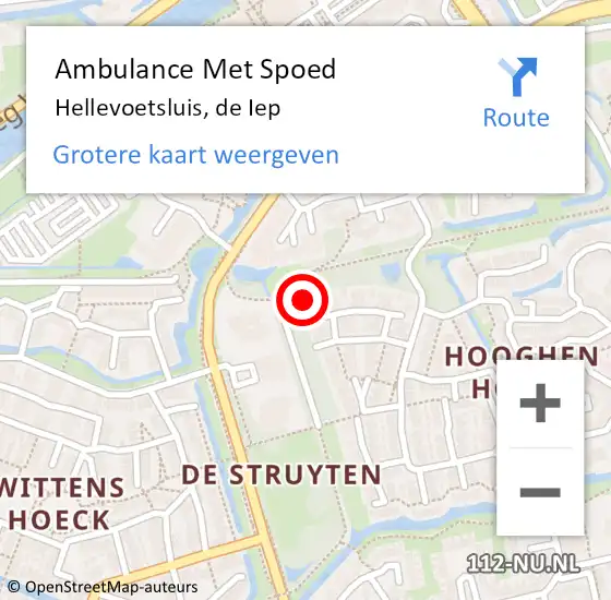 Locatie op kaart van de 112 melding: Ambulance Met Spoed Naar Hellevoetsluis, de Iep op 30 juni 2023 09:44