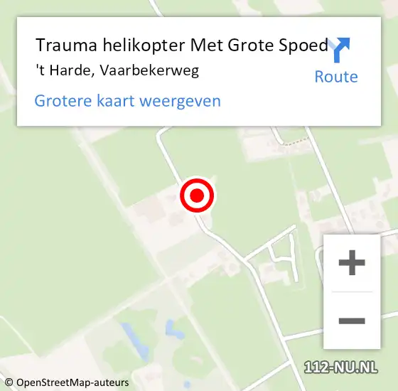 Locatie op kaart van de 112 melding: Trauma helikopter Met Grote Spoed Naar 't Harde, Vaarbekerweg op 30 juni 2023 10:15