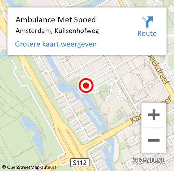 Locatie op kaart van de 112 melding: Ambulance Met Spoed Naar Amsterdam, Kuilsenhofweg op 30 juni 2023 10:23