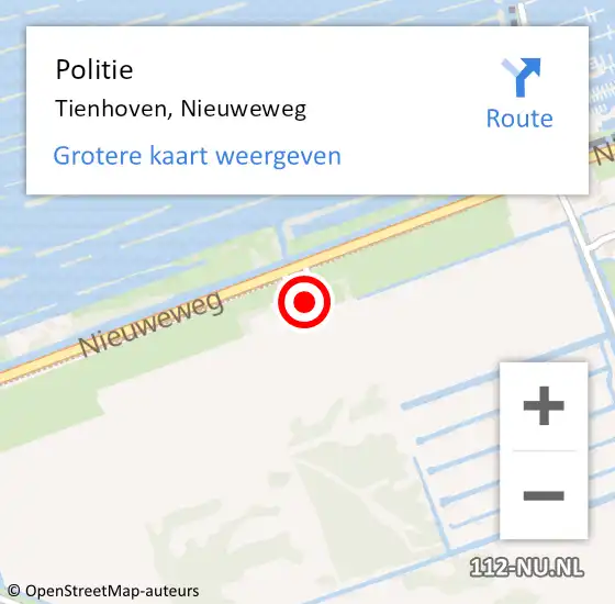 Locatie op kaart van de 112 melding: Politie Tienhoven, Nieuweweg op 30 juni 2023 11:04