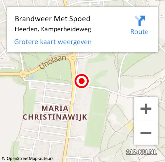 Locatie op kaart van de 112 melding: Brandweer Met Spoed Naar Heerlen, Kamperheideweg op 30 juni 2023 11:17