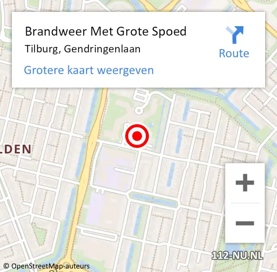 Locatie op kaart van de 112 melding: Brandweer Met Grote Spoed Naar Tilburg, Gendringenlaan op 30 juni 2023 11:25