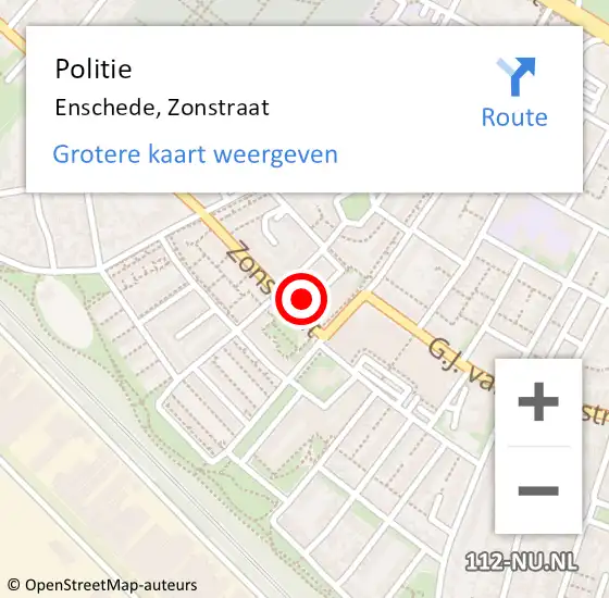 Locatie op kaart van de 112 melding: Politie Enschede, Zonstraat op 30 juni 2023 16:18
