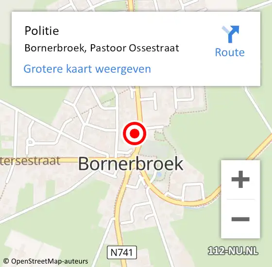 Locatie op kaart van de 112 melding: Politie Bornerbroek, Pastoor Ossestraat op 30 juni 2023 16:40