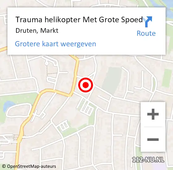 Locatie op kaart van de 112 melding: Trauma helikopter Met Grote Spoed Naar Druten, Markt op 30 juni 2023 18:32