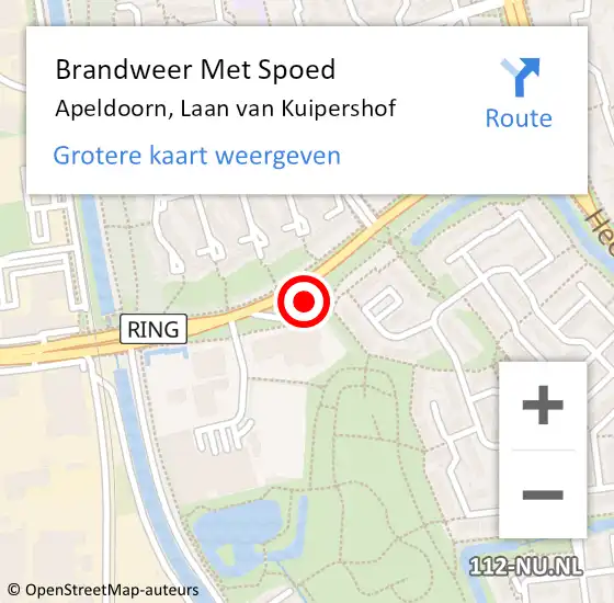 Locatie op kaart van de 112 melding: Brandweer Met Spoed Naar Apeldoorn, Laan van Kuipershof op 30 juni 2023 18:43