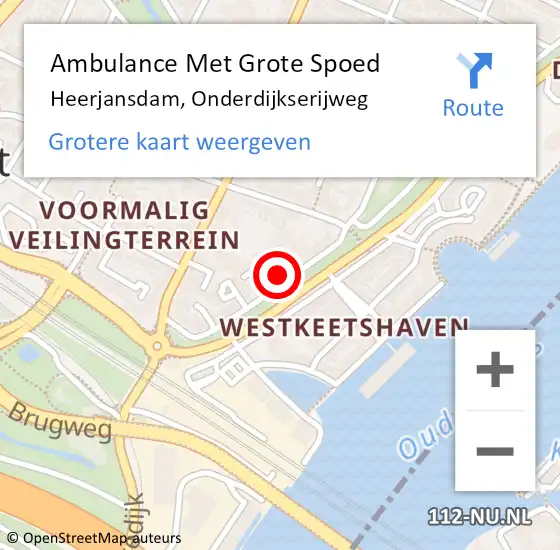 Locatie op kaart van de 112 melding: Ambulance Met Grote Spoed Naar Heerjansdam, Onderdijkserijweg op 30 juni 2023 19:44