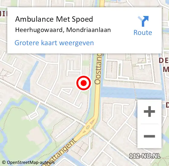 Locatie op kaart van de 112 melding: Ambulance Met Spoed Naar Heerhugowaard, Mondriaanlaan op 30 juni 2023 20:35
