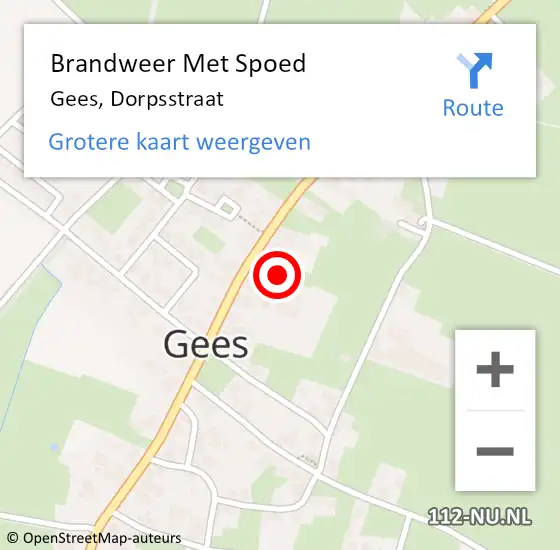 Locatie op kaart van de 112 melding: Brandweer Met Spoed Naar Gees, Dorpsstraat op 30 juni 2023 21:12