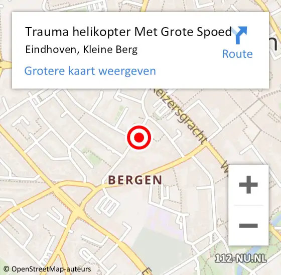 Locatie op kaart van de 112 melding: Trauma helikopter Met Grote Spoed Naar Eindhoven, Kleine Berg op 30 juni 2023 21:21