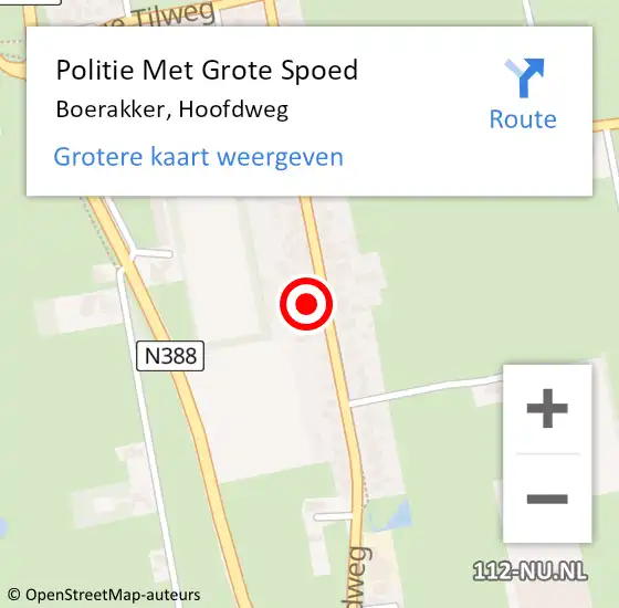 Locatie op kaart van de 112 melding: Politie Met Grote Spoed Naar Boerakker, Hoofdweg op 30 juni 2023 22:00