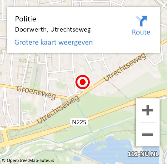 Locatie op kaart van de 112 melding: Politie Doorwerth, Utrechtseweg op 30 juni 2023 23:50