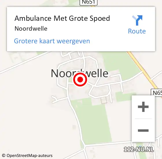 Locatie op kaart van de 112 melding: Ambulance Met Grote Spoed Naar Noordwelle op 1 juli 2023 02:43