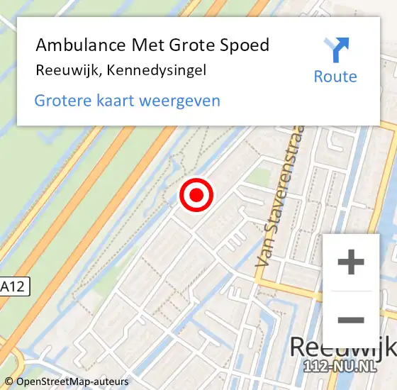 Locatie op kaart van de 112 melding: Ambulance Met Grote Spoed Naar Reeuwijk, Kennedysingel op 1 juli 2023 02:51