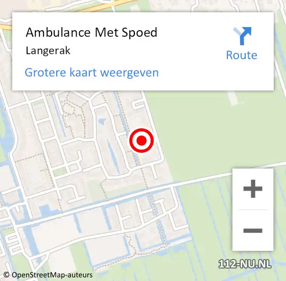 Locatie op kaart van de 112 melding: Ambulance Met Spoed Naar Langerak op 1 juli 2023 05:11