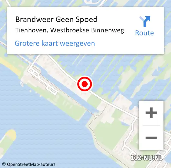 Locatie op kaart van de 112 melding: Brandweer Geen Spoed Naar Tienhoven, Westbroekse Binnenweg op 1 juli 2023 07:50