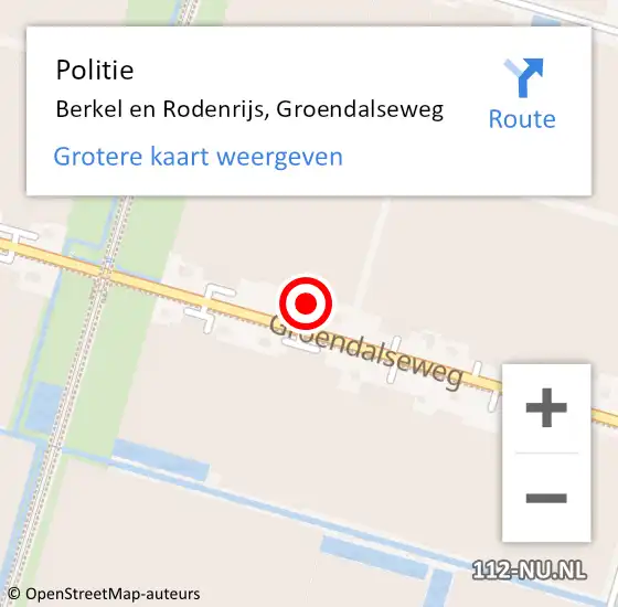 Locatie op kaart van de 112 melding: Politie Berkel en Rodenrijs, Groendalseweg op 1 juli 2023 09:07
