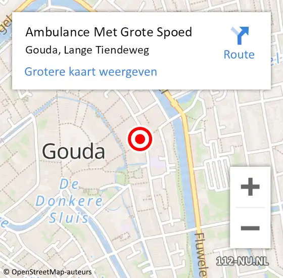 Locatie op kaart van de 112 melding: Ambulance Met Grote Spoed Naar Gouda, Lange Tiendeweg op 1 juli 2023 11:14