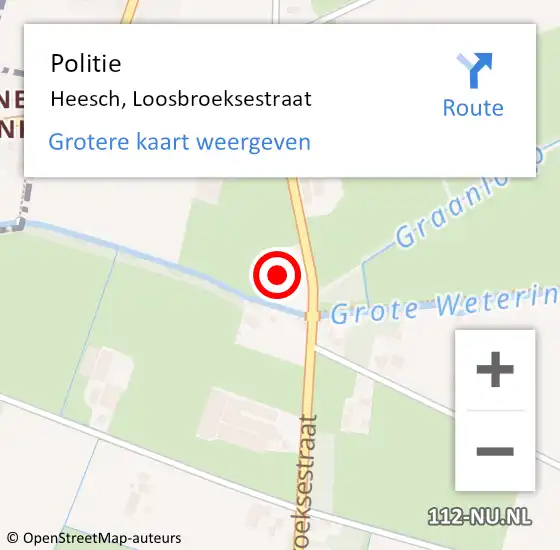 Locatie op kaart van de 112 melding: Politie Heesch, Loosbroeksestraat op 1 juli 2023 11:35
