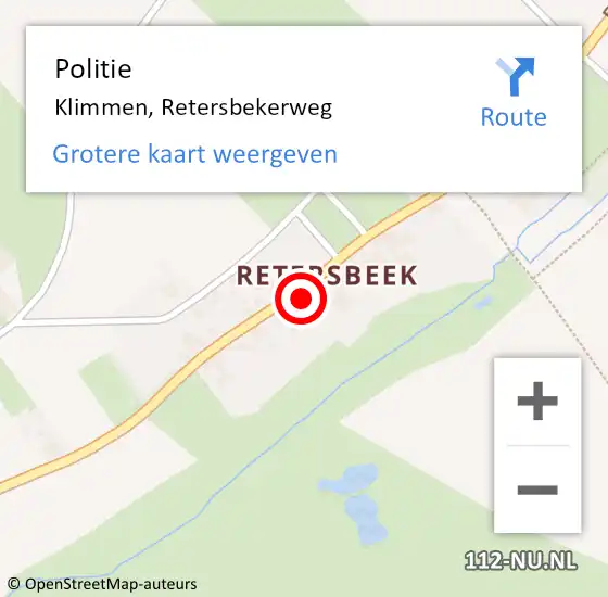 Locatie op kaart van de 112 melding: Politie Klimmen, Retersbekerweg op 1 juli 2023 13:25
