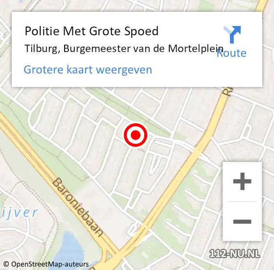 Locatie op kaart van de 112 melding: Politie Met Grote Spoed Naar Tilburg, Burgemeester van de Mortelplein op 1 juli 2023 13:30