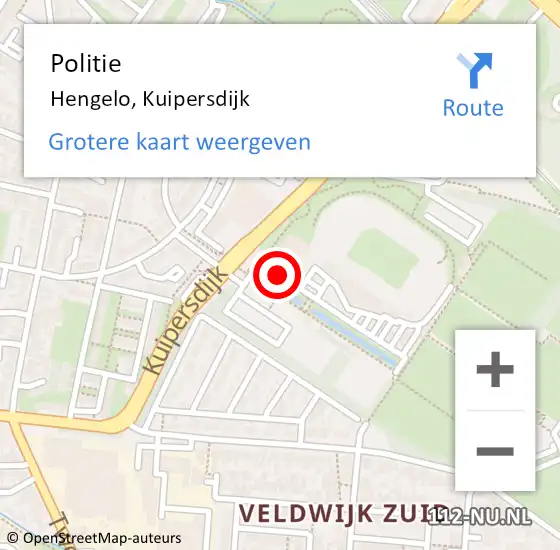 Locatie op kaart van de 112 melding: Politie Hengelo, Kuipersdijk op 1 juli 2023 13:44