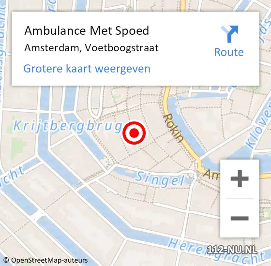 Locatie op kaart van de 112 melding: Ambulance Met Spoed Naar Amsterdam, Voetboogstraat op 1 juli 2023 14:25