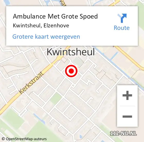 Locatie op kaart van de 112 melding: Ambulance Met Grote Spoed Naar Kwintsheul, Elzenhove op 1 juli 2023 16:18