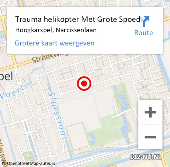 Locatie op kaart van de 112 melding: Trauma helikopter Met Grote Spoed Naar Hoogkarspel, Narcissenlaan op 1 juli 2023 16:26