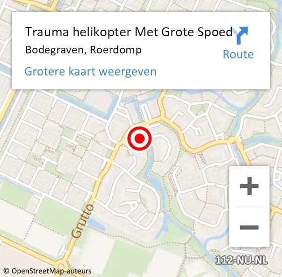 Locatie op kaart van de 112 melding: Trauma helikopter Met Grote Spoed Naar Bodegraven, Roerdomp op 1 juli 2023 17:25