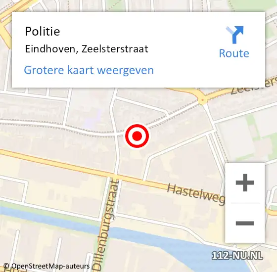 Locatie op kaart van de 112 melding: Politie Eindhoven, Zeelsterstraat op 1 juli 2023 18:31