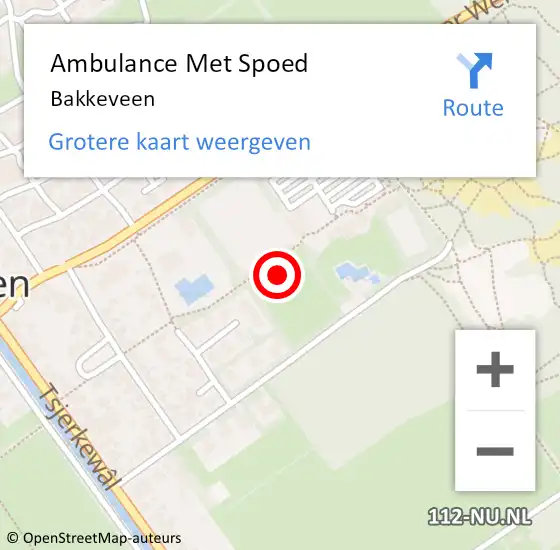 Locatie op kaart van de 112 melding: Ambulance Met Spoed Naar Bakkeveen op 1 juli 2023 18:55