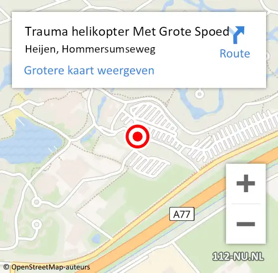 Locatie op kaart van de 112 melding: Trauma helikopter Met Grote Spoed Naar Heijen, Hommersumseweg op 1 juli 2023 19:09