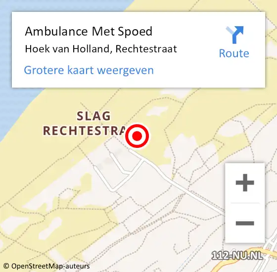 Locatie op kaart van de 112 melding: Ambulance Met Spoed Naar Hoek van Holland, Rechtestraat op 1 juli 2023 19:09